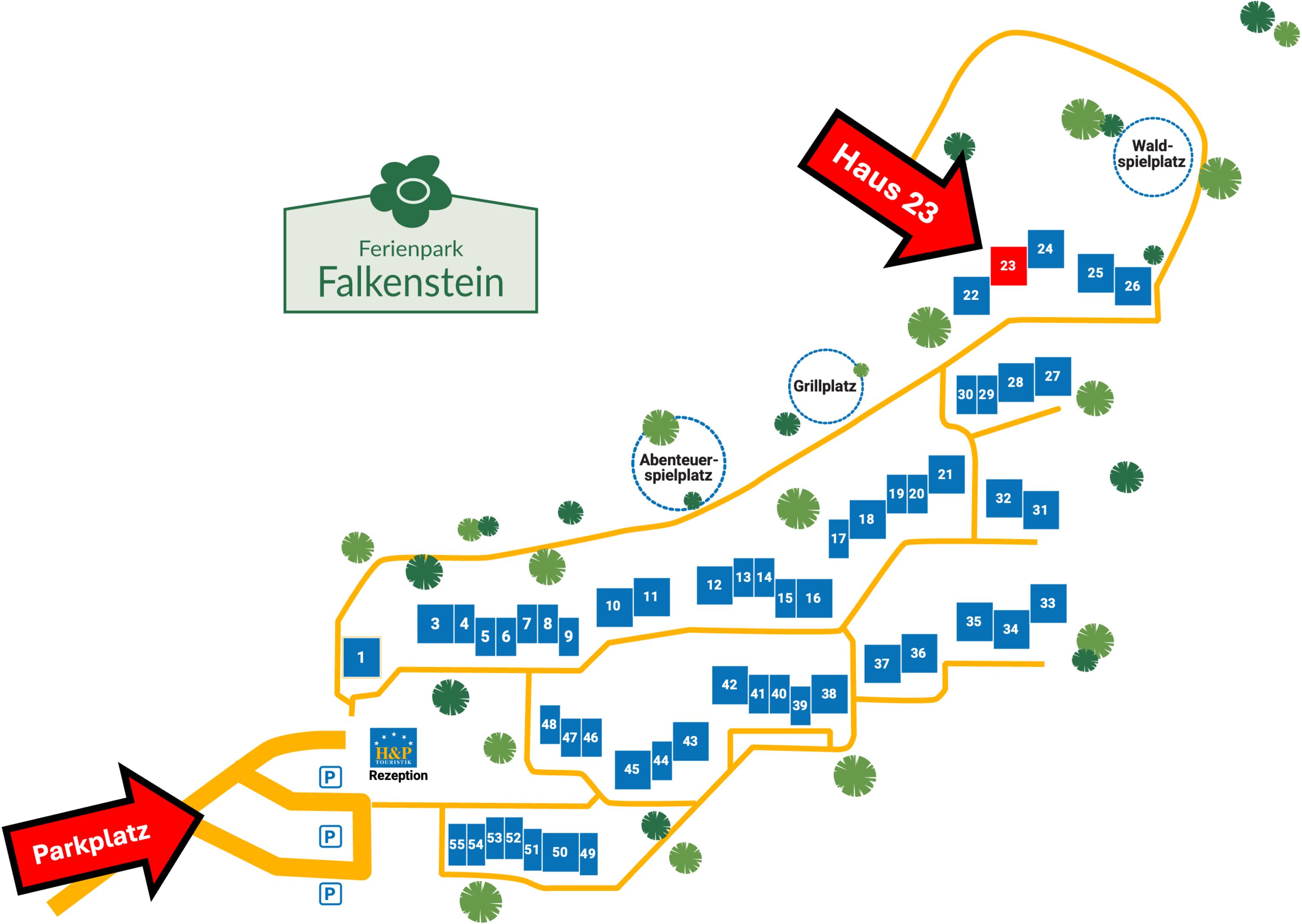 Lage des Hauses und Parkplatzes