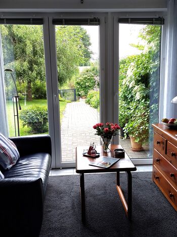 Sitzecke mit Blick in der Garten