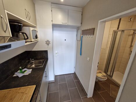 Eingang, Küche und Zugang zum Duschbad