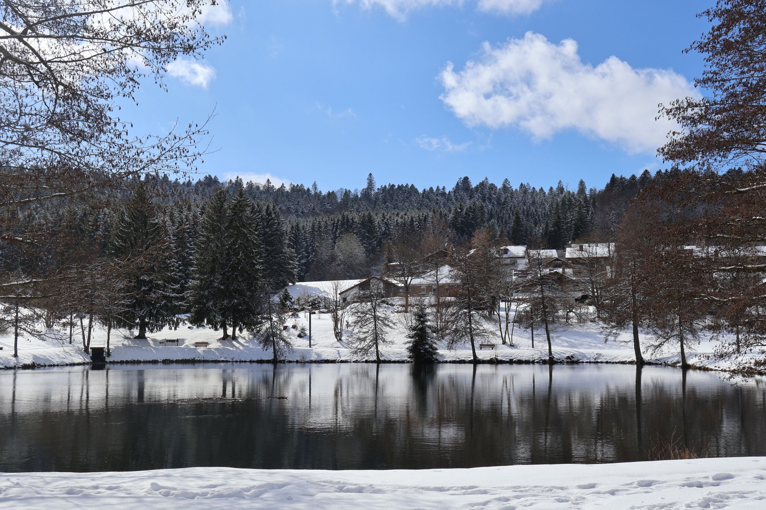 kleiner See unterhalb der Ferienunterkünfte fußläufig innerhalb weniger Minuten erreichbar