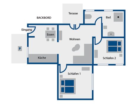 Grundriss der Ferienwohnung "Backbord"