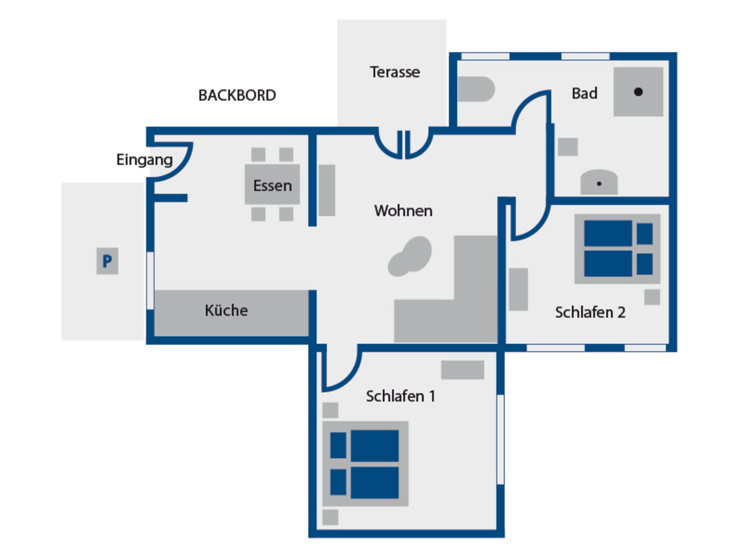 Grundriss der Ferienwohnung "Backbord"