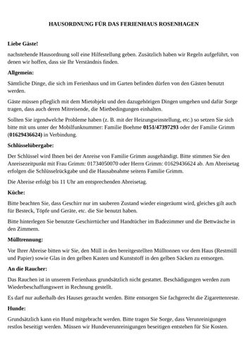 Hausordnung