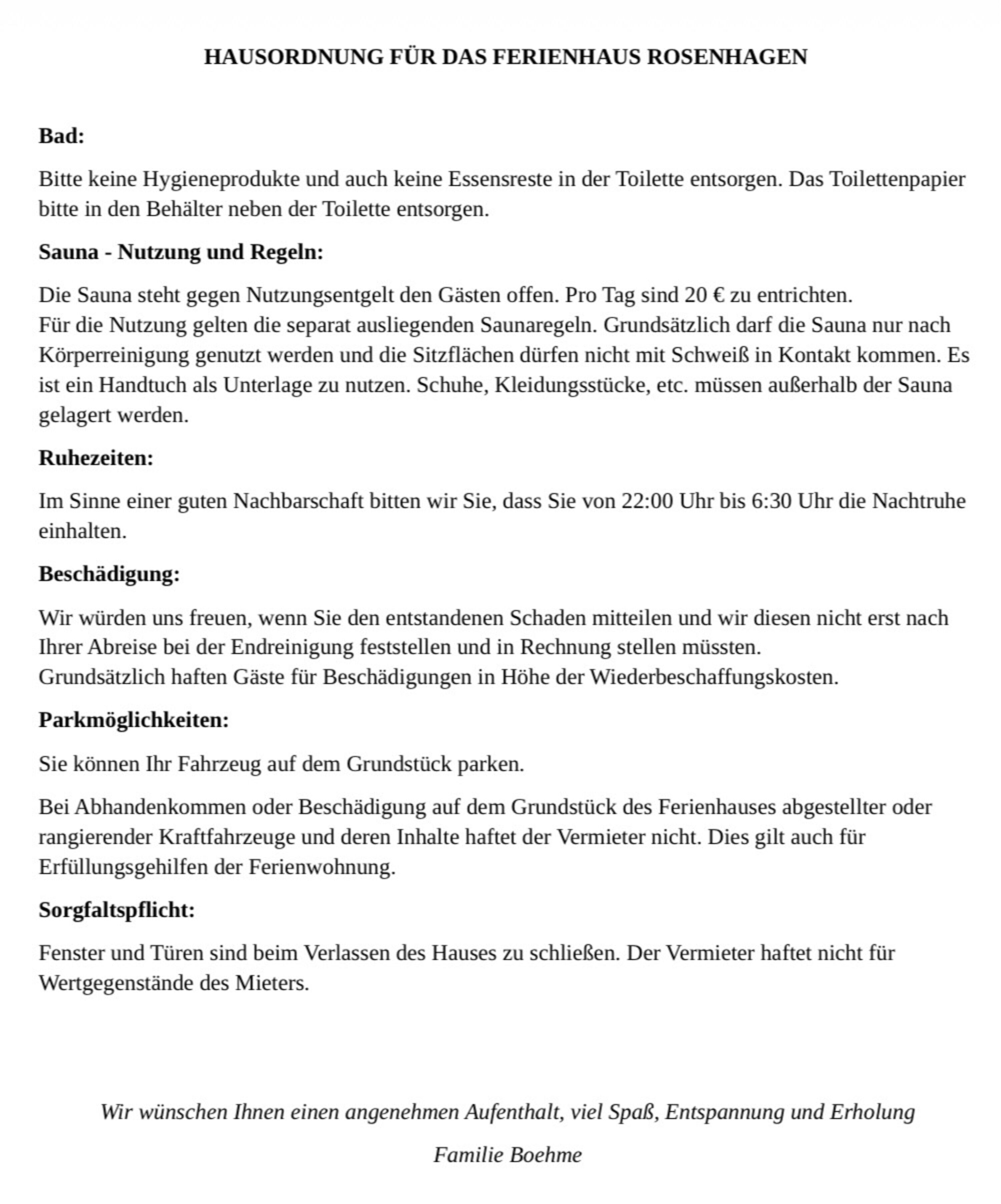 Hausordnung