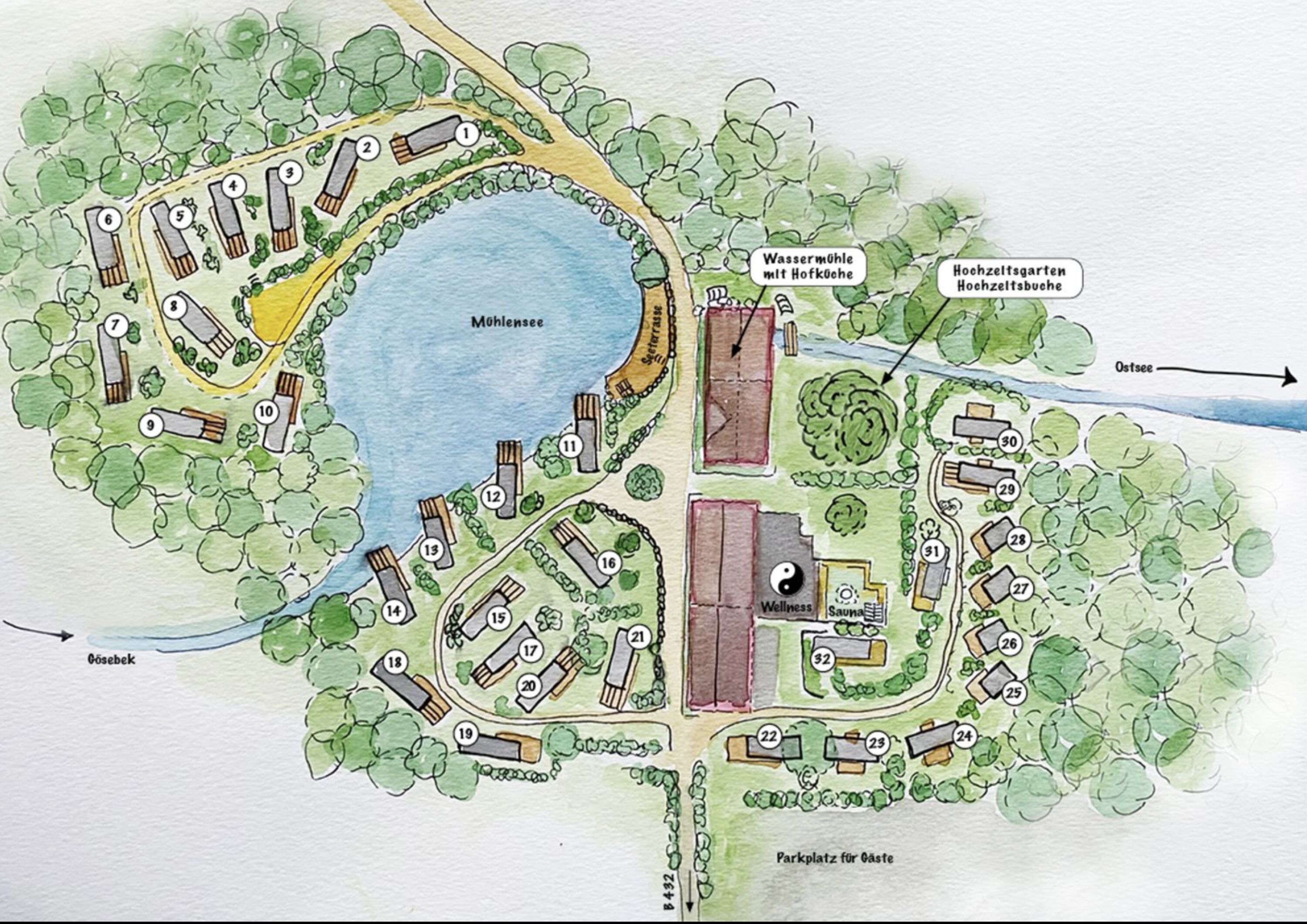 Lageplan Resort: für alternative Häuser sprecht uns an