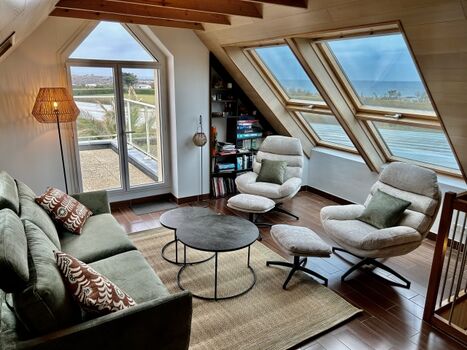 Panorama MeerBlick am Meer - das Wohnzimmer: perfekt für ein gutes Buch oder ein gutes Bier!