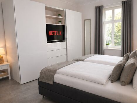 Schlafzimmer Mit Doppelbett u. Hochbett