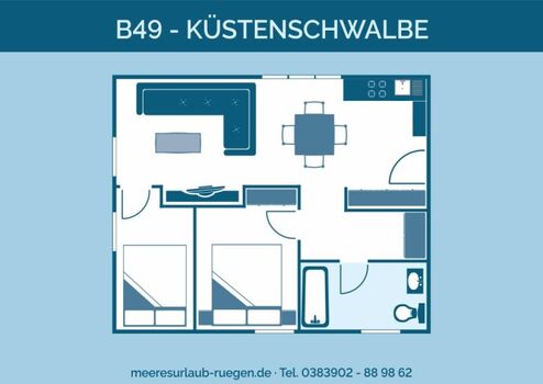 Der Grundriss unserer Fewo Küstenschwalbe B49