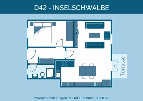 Der Grundriss unserer Fewo Inselschwalbe D42