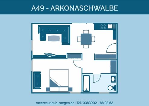 Der Grundriss unserer Fewo Arkonaschwalbe A49