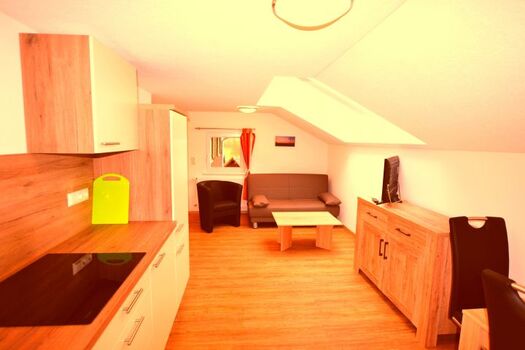 Wohnküche vom Balkon aus