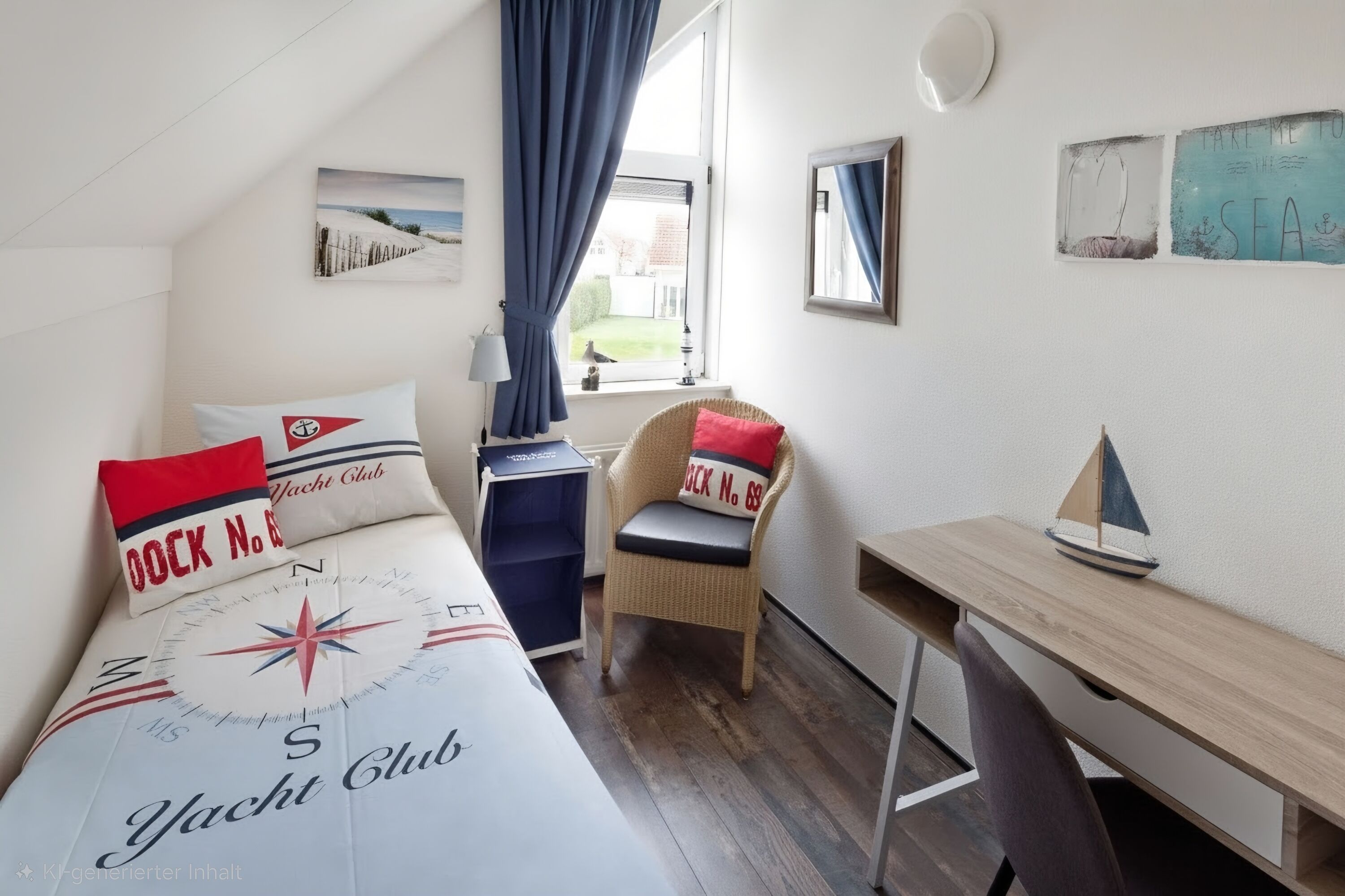 Schlafzimmer 3 mit Boxspringbett und Schreibtisch