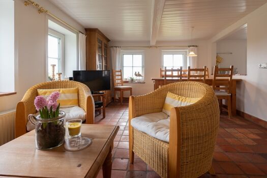 Wohnraum mit Blick auf TV-Flatscrean 