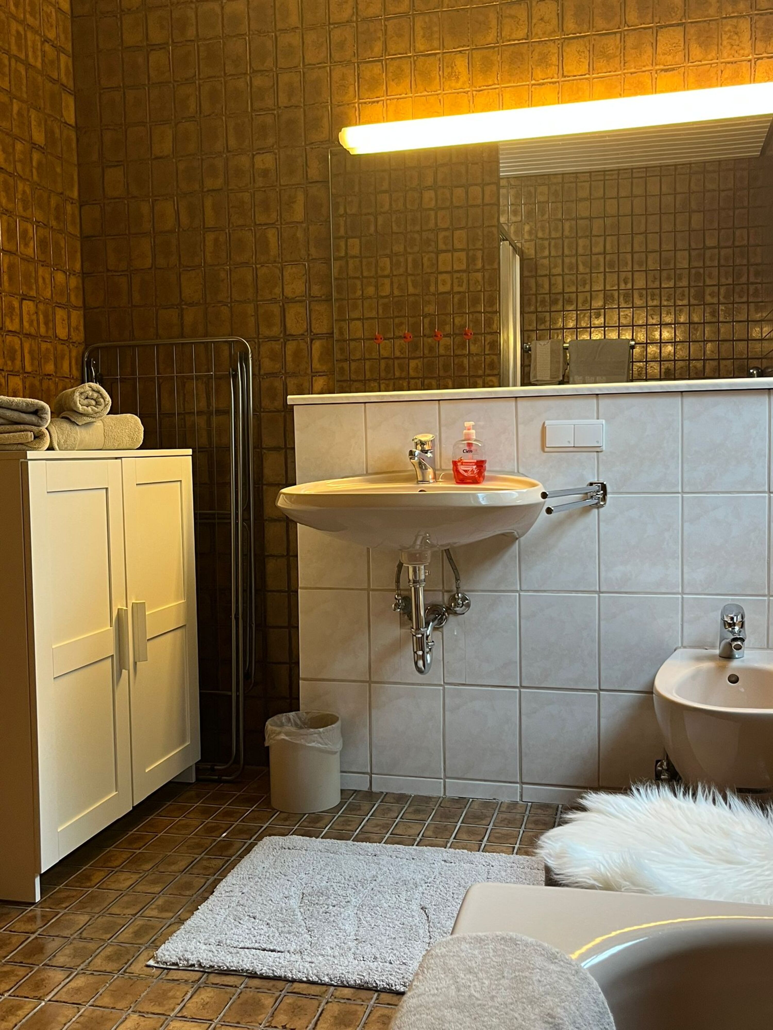 Badezimmer mit Waschbecken, Bidet...