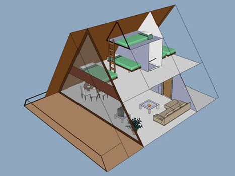 Schemazeichnung (Achtung: Schlafzimmer oben haben Türen)