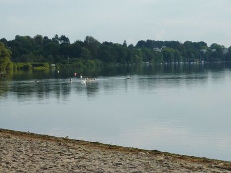 der Sandstrand am See