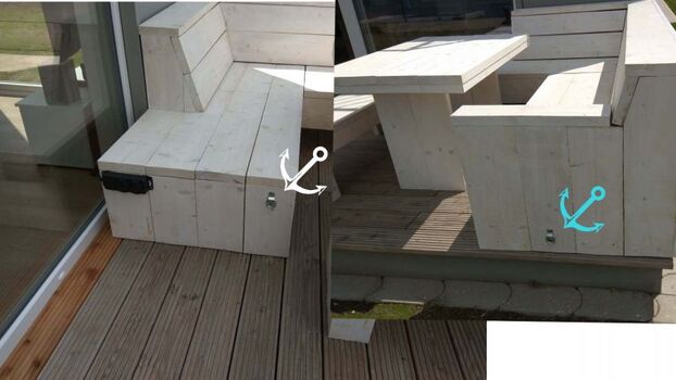 2 Ösen an der Terrasse für Ihre Hundeleine