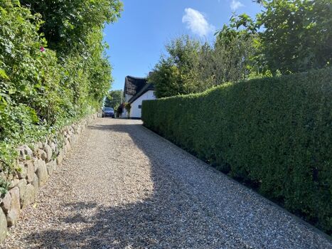 die private Auffahrt zum Anwesen