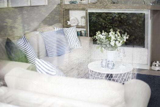 Ein Blick durchs Fenster auf den 49 Zoll Smart TV