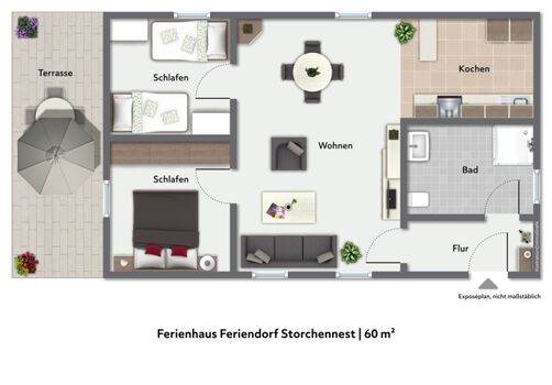 Grundriss Ferienhaus Feriendorf Storchennest