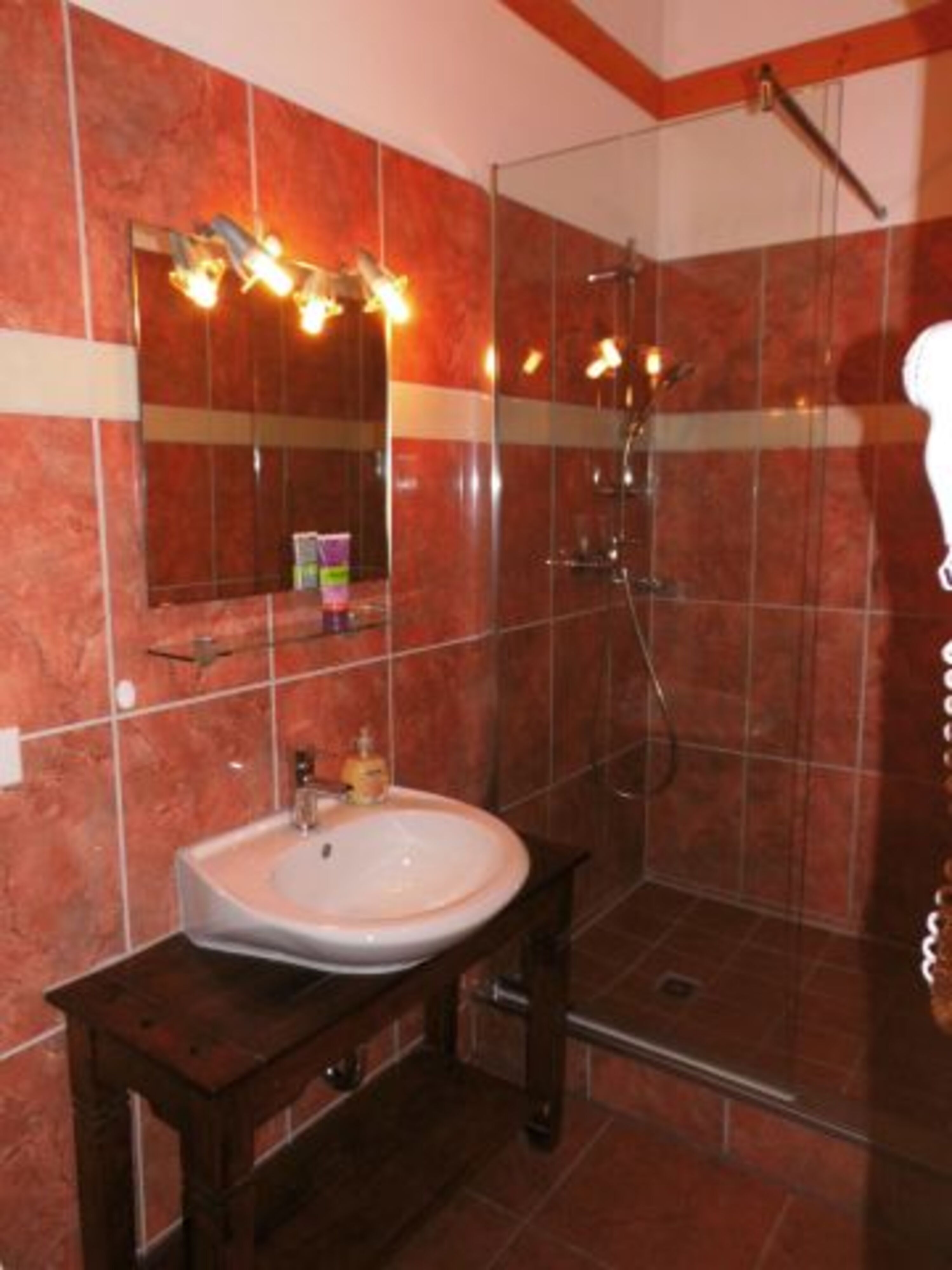 Bad mit Dusche/WC/Waschbecken/Fenster