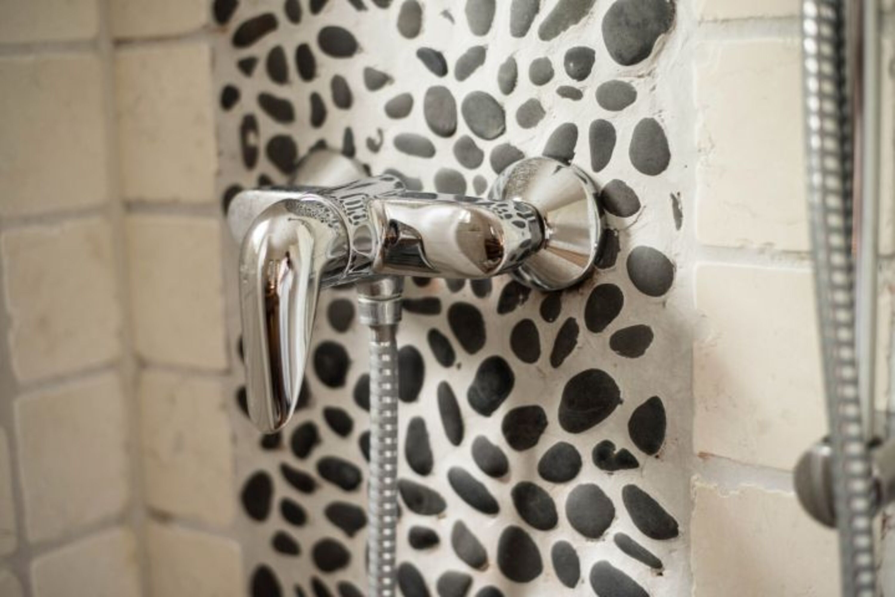 Flusskiesel in der Dusche