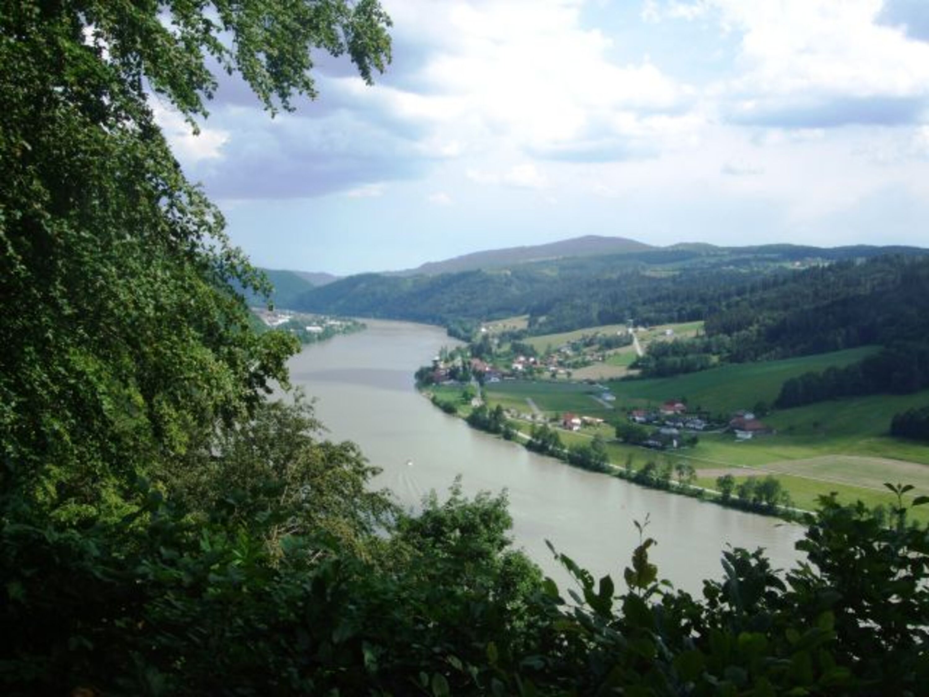 Blick vom Wanderweg "Jägersteig" auf Obernzell, für anspruchsvolle Hundewanderungen