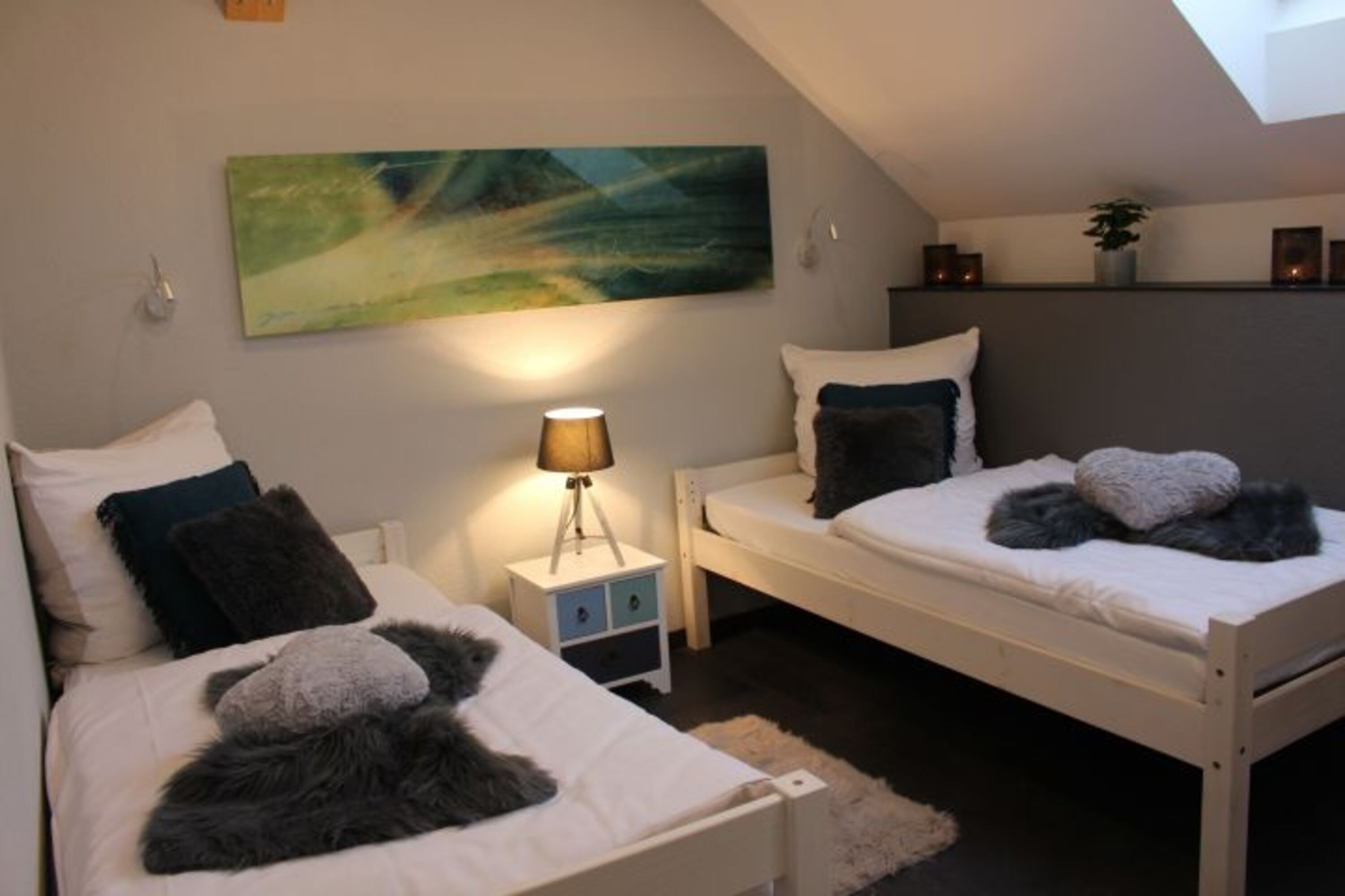 Schlafzimmer mit 2 Einzelbetten