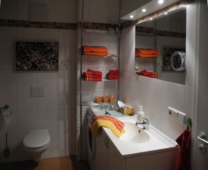 Das Badezimmer mit Wellnessdusche...