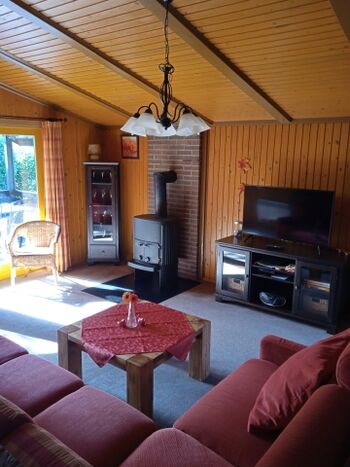 Wohnzimmeransicht und dänischer Kaminofen