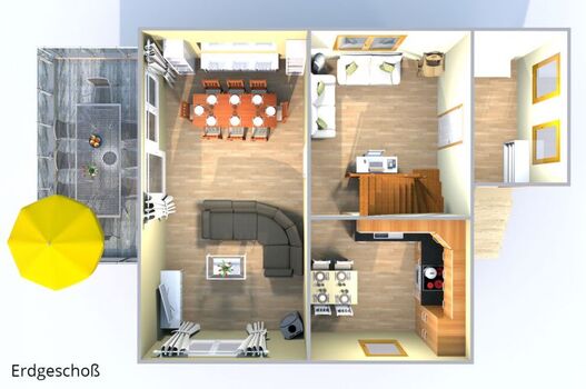 Grundriß Erdgeschoß Ferienhaus"Ostseetraum"