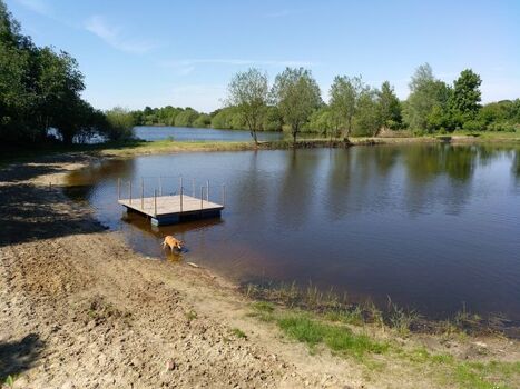 Badesee mit Sandstrand. Toll für die ganze Familie und Hunde