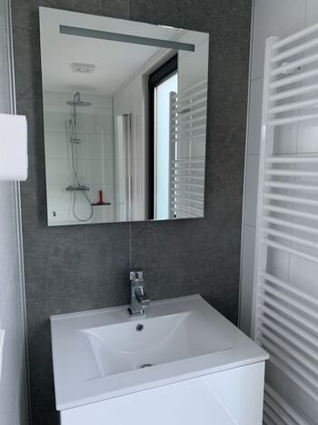 Waschplatz und Dusche im Schlafzimmer 1