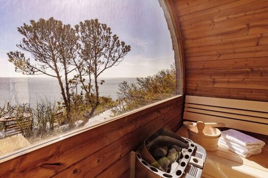 Fasssauna mit direktem Meerblick zur alleinigen Nutzung