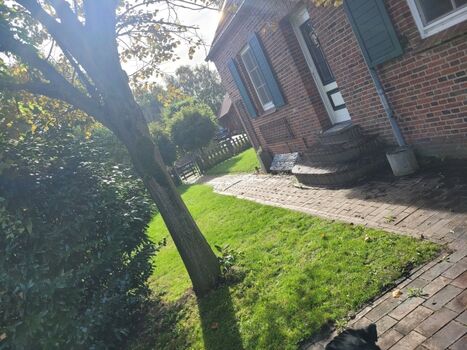 Blick von der Terrasse zum Haus